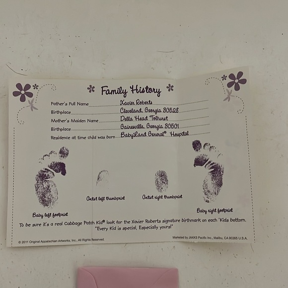 Cabbage Patch Kids Birth Certificate & Adoption Papers Nikki Mackena - Picture 6 of 7